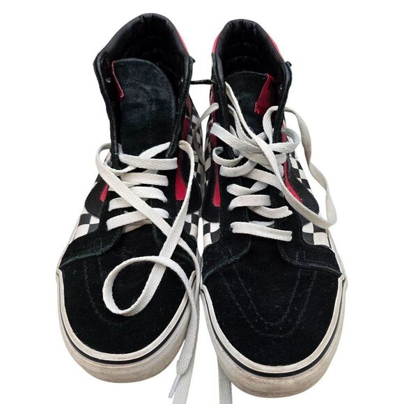 Vans Sk8-Hi Japanese Checkerboard High-Top Sneakers Black/Red Size US Mens 8 - Picture 2 of 7